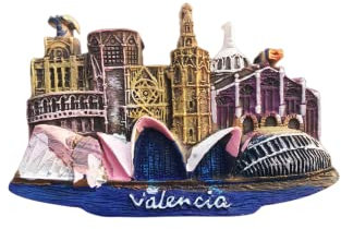 Imán para nevera de Valencia España, recuerdo de viaje, decoración de nevera, 3D magnética, colección de manualidades
