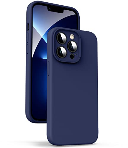 Supdeal Liquid Silicone Case for iPhone 13 Pro Max, [Camera Protection] [Anti Fingerprint] [Wireless Charging] 4 Layer Phone Case Protective Cover, Built-in Microfiber Case Cover, 6.7, Navy Blue