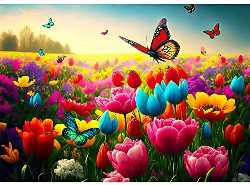 HUADADA Jigsaw Puzzles for Adults 1000 Piece Jigsaw Puzzles for Adult,JigsawPuzzle 1000 Pieces for Adults Challenging Puzzle Games,Flowers and Butterflies