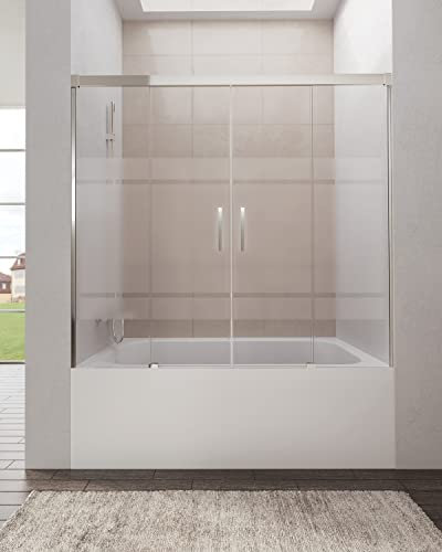 Mampara de Bañera - GME - Basic Spazio Frost plus - Frontal 2 Hojas Fijas + 2 Hojas Correderas - Rango de instalación 152-162 cm