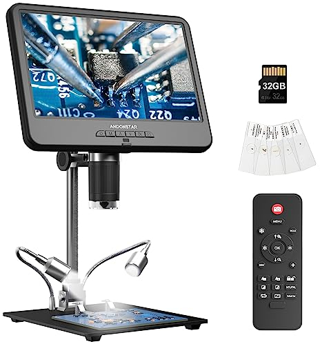 Andonstar AD210 10.1 Zoll LCD Digitales Mikroskop für Erwachsene, Lötmikroskop für Elektronikreparatur, Münzmikroskop Kamera mit Vollbildansicht für Fehlermünzen mit Licht