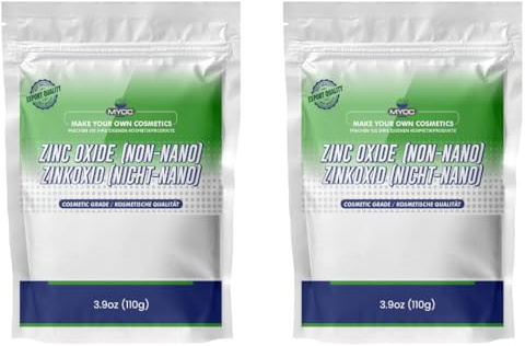 Myoc Zinc Oxide (Non-Nano) – 2.8oz (110g) | Cosmetic Grade Fine White Powder for Lotions, DIY Sunscreens, Ointments & Mineral Formulations (Pack of 2)