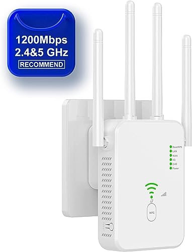 Amplificador WiFi inalámbrico de largo alcance extensor de alta velocidad WiFi router repetidor amplificador punto de acceso 1200Mbps banda dual 5GHz+2.4GHz amplificador de señal de Internet