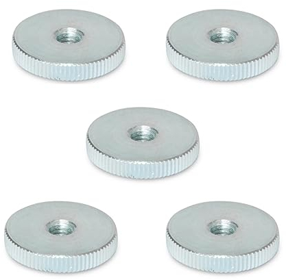 Ganter Normelemente | Flache Rändelmuttern | Rändelmuttern (niedrige Form) | DIN 467-M10-ZB | 5 Stück | Stahl verzinkt | Gewinde: M10