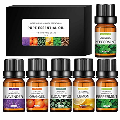 Ätherische Öle für Diffuser, Duftöl für Aromatherapie Diffusor, 100 Rein Naturrein Diffuser Öl Set 6 x 10 ml - Lavendel, Orange, Minze, Eukalyptus, Sandelholz, Zitrone