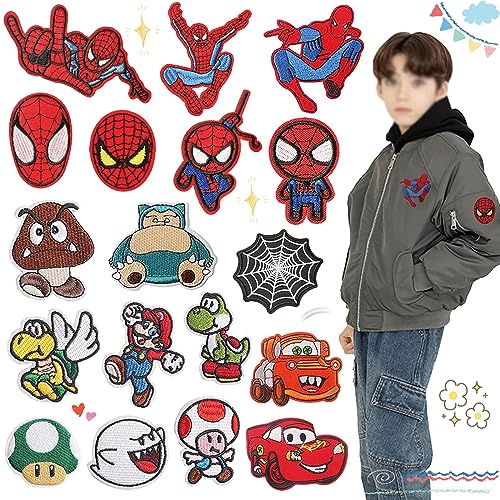 18 Stück Patches Zum Aufbügeln, Flicken Zum Aufbügeln Kinder, Patches Zum Aufbügeln Cartoon, Textilien Bügelflicken, Videospiele Embroidered Aufnäher für Kleidung, Für Jungen, Kinder, DIY-Rucksack