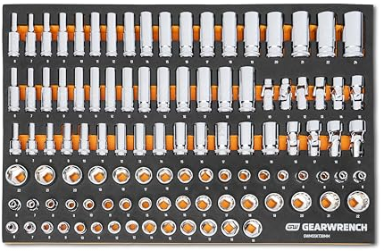 GEARWRENCH 104 Piece 3/8” Drive Master Metric Socket Set in Foam Storage Tray - GWMSSKT38MM