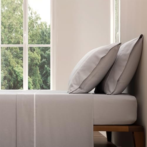 Casa da Laura - Sábanas de Franela de Lujo Lisas Gris - Cama 150/160-4 Piezas - Sábana Encimera, Bajera y 2 Fundas de Almohada - Sábanas de Invierno Elegantes, Cálidas y Suaves