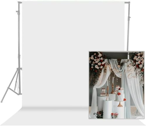 Fotohintergrund, weiß, 3 x 3 m, weißer Hintergrund für Fotoshooting, solider weißer Fotohintergrund, nahtloser Fotohintergrund, Vorhang für Hochzeit, Babyparty, Fotokabine, Portrait-Hintergrund