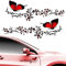 NIYATA 2 Stück Aufkleber mit Blumen und Schmetterlingen, Blumen, Autoaufkleber, Schmetterling, für Auto, Koffer, Wände (rot und schwarz)