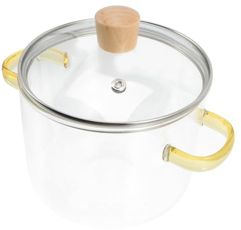 JECOMPRIS olla de sopa olla de vidrio microonda olla de cocción olla de vidrio transparente olla de vidrio con tapa familiar cacerola estufa bote de cristal de madera