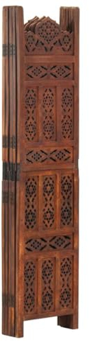 PIXZSSI Lot de 5 paravents d'intérieur sculptés à la main marron 200 x 165 cm en bois de manguier élégant paravent chambre dressing privé brise-vue classique facile à plier