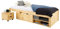 IDIMEX Schubladenbett Sabrina mit Rollwagen und Schublade, 90x200 cm, Kiefer Natur - inklusive 2 Schubladen, Regal mit 2 Ablagen, optimales Jugendbett und Gästebett, Robustes Holz Bett
