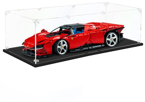 DOFOPO Staubdichte Vitrine 3mm Klar Acryl Vitrine für 1:8 Modellauto Selbstmontierbare Schaukasten Acryl für Lego Lamborghini 42115/42143/42056 (62 x 30 x 20cm)