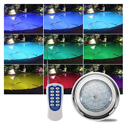 Éclairage Led Piscine, RGB Avec Télécommande Projecteur Piscine 12V IP68 Étanche Led Submersible Utilisé for Piscine, Étang, Éclairage Sous-marin (Color : RGB, Size : 18W)