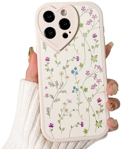 NITITOP Compatible for iPhone 13 Pro Max Case Cute Bear Flower Floral with Love Lens Bumper Protector for Girls Women Soft TPU Shockproof Protective Girly - Vine