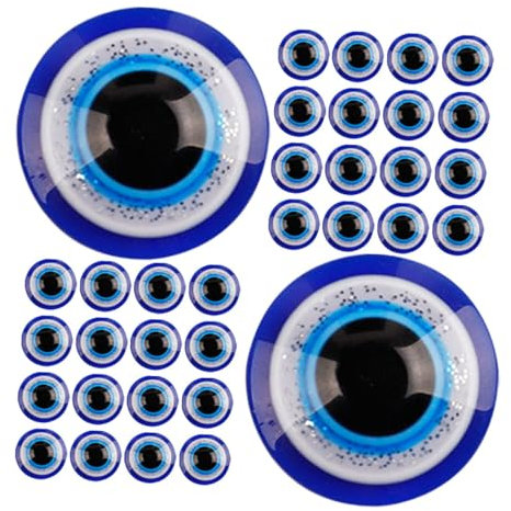 HEMOTON 100pcs Evil Eye Resin Beads for Crafts Flatback Charms for Jewelry Making and Scrapbooking Oblate Eye Embellishments for Creative Projects and Accessories