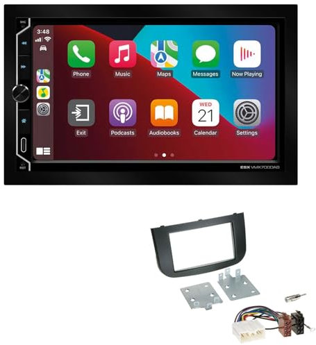 ESX VMX700DAB 2-DIN Autoradio kompatibel mit Wireless Apple CarPlay Android Auto Bluetooth DAB+ passend für Mitsubishi Colt VI Facelift 2008-2012 schwarz