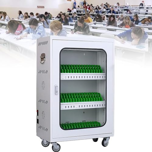 Cellphone Charging Station W/Wheels & Combination Lock - Wall-Mounted Phone Storage Box, Rechargeable Phones Locker, Secure Phone Cabinet