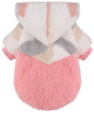 Fleece Dog Hoodie Clothes Pet Sweaters for Small Dogs, Winter Cute Warm Puppy Chihuahua Sweater, Pet Clothes for Chihuahua Yorkie Teacup, Cat Apparel (Camouflage Pink, X-Small)