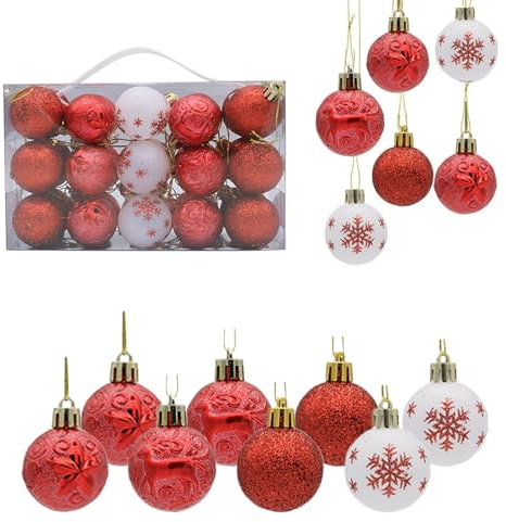 Set mit 30 Weihnachtskugeln – 4 cm Dekoration – unzerbrechlich – für drinnen und draußen – Kunststoff