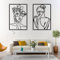 2stk Minimalistische Metall Wandkunst,Wanddeko Metall Wandbild Silhouette Wanddeko,menschliches Gesicht Draht Kunst Dekor,Abstrakte menschliches Gesicht Hausdeko Schlafzimmer Deko (mit Rahmen)