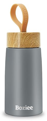 Boziee Borraccia termica da 250 ml, per bevande calde e fredde, senza BPA, in acciaio inox, per attività all'aperto (grigio scuro)