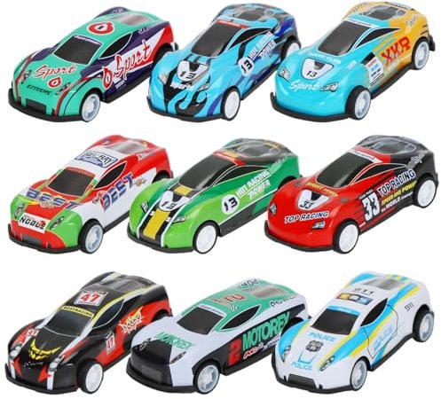 Cadimus Zurückziehen Spielzeugautos，9pcs Mini Auto Set Rennauto,Metall Aufziehauto ab 1 2 3 4 Jahre,Mini Pull Back Rennfahrzeuge,Rennspielzeug zum Zurückziehen für Jungen und Mädchen（zufällig）