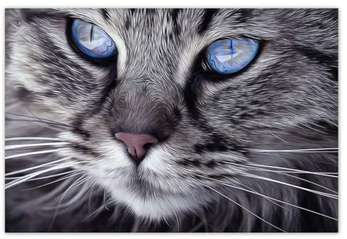 H4100M_TV5BL Papier peint intissé Motif chaton aux yeux bleus 104 x 70 cm