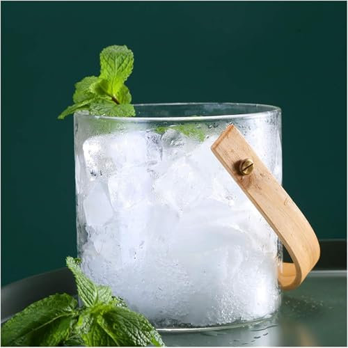 Ice Buckets Drinks Cooler Glass Ice Bucket Champagne Bucket Creative Ice Container Iced Beer Bucket With Handle Ice Buckets 1.4/2. 4L Cooler Bucket Bar Ice Bucket Drink Containers,S
