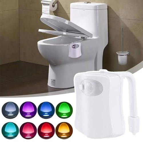 Toilet Bowl Night Light with Motion Sensor, 8 Colors LED Toilet Night Light Motion Sensor, Glow Bowl Inside Toilet Light, Smart Night Light for Bathroom