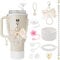 KAMHBE Stanley Cup Accessories Set, 11 Pcs Including Silicone Boot,Hand Strap, Straw Cover Cap, Spill Proof Stopper, Stanley Charms for Stanley Cup 40oz&30oz (White)