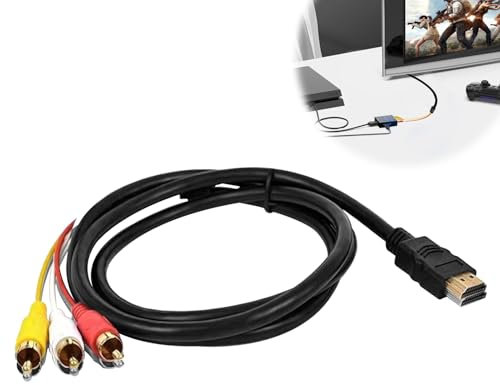 Deilonie 1.5m HDMI to RCA Cable, HDMI Male to 3 RCA Adapter, Audio Video AV Converter, Compatible with HDTV, DVD, Projectors