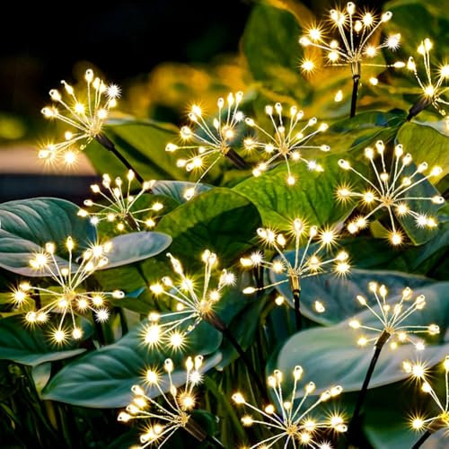 Redefun Solar Garden Lights 2 Pack 160 LED Solar Firework Lights, 8 Modes Garden Light SolarPowered Waterproof Swaying Firefly Light for Outdoor Patio Pathway Decor, Gardening Gifts for Women