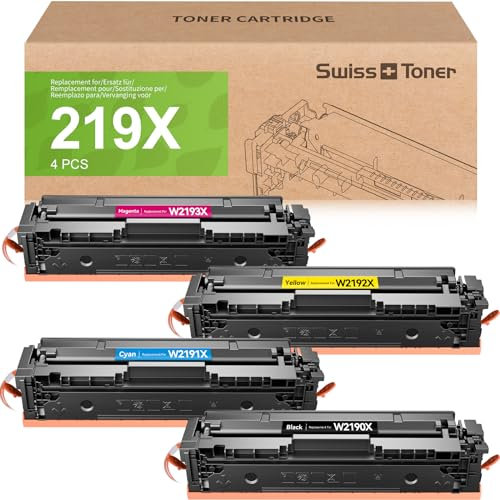 swiss toner Kompatibel für HP 219X Toner Set für MFP 3302FDWG Toner für HP Color Laserjet Pro MFP 3302FDWG MFP 3302SDWG MFP 3302FDNG für 219X 219A W2190X W2191X W2192X W2193X,4-Park