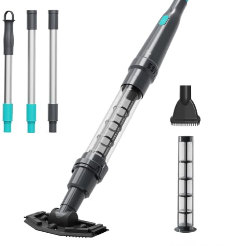 PoolMr Aspiradora de mano para piscina y bañera de hidromasaje, con 2 cabezales de cepillo, 90 minutos de tiempo de funcionamiento, succión potente de 13.2 galones/min, ideal para limpiar escombros y