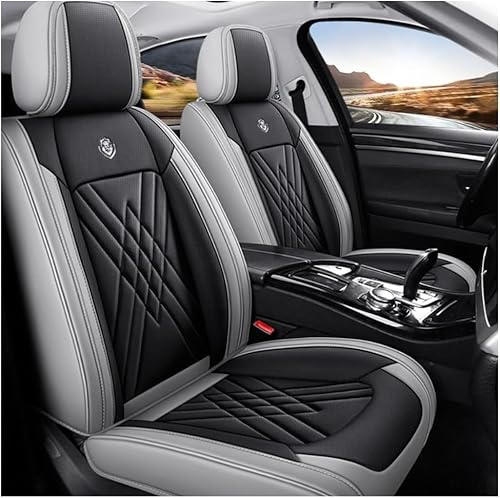DateYcn Autositzbezüge kompatibel mit allen Isuzu D-Max Mu-X 5-Sitzer Isuzu Alle Modelle D-Max mu-X Leder Wasserdicht Atmungsaktiv 5-Sitzer Schwarz Grau