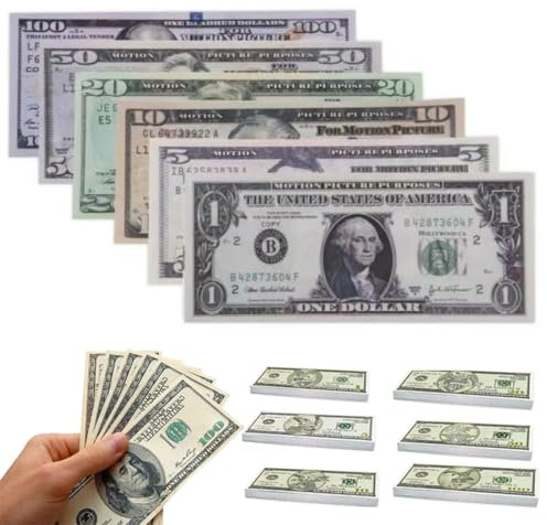 Xynqura 120 PCS Billets de Dollar, Prop Money Dollar, Faux Argent de Jeu, Billet Factice Dollars pour Accessoires de Cinéma, Argent Fictif Billets en Jouets pour Les Farces/Films/Jeux/Photographie