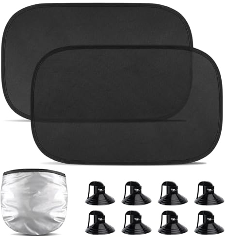 Nicklin 2 Pare Soleil Voiture Bébé avec Protection UV 44x36 cm | Chaussette Voiture Pare-Soleil Voitures avec 8 Ventouse avec Latéral Fenêtre Plupart des Auto
