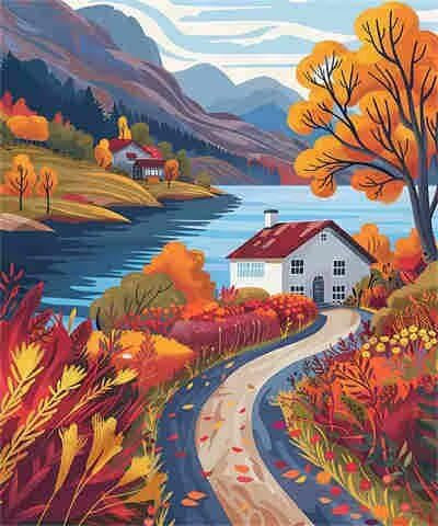 Kit de pintura por números para adultos, aldea, campo, pintura por números para principiantes, pintura acrílica a número, kit de manualidades para decoración de pared (80 x 100 cm, sin marco) MK73