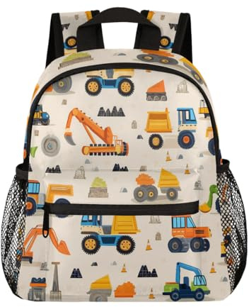Mexpekil Rucksack für Kleinkinder, Motiv: Traktoren, Bagger, Fahrzeuge, für Jungen und Mädchen, Mini-Rucksäcke, Schultasche, Vorschule, Kindergarten, Reisen, Tagesrucksack