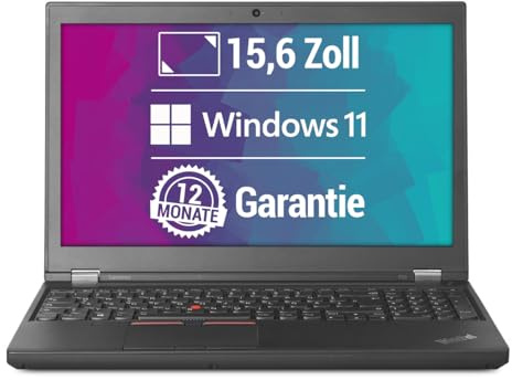 Lenovo ThinkPad P50 15,6 Zoll 4K Ultra HD Laptop Intel Core i7-6820HQ@ bis zu 3,6 GHz 16 GB 512 GB SSD mit Windows 11 Pro & GRATIS Antiviren-Software inkl. 12 Monate Garantie (Generalüberholt)