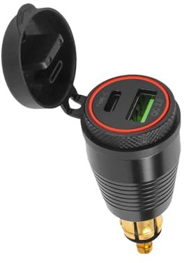 JQVDE Adaptador de Corriente de Carga rápida USB Tipo C QC 3.0 for Motocicleta, Compatible con BMW R1100RT, R1250GS Adventure, R1200GS, GS1200 ADV y LC.(Blue Light)