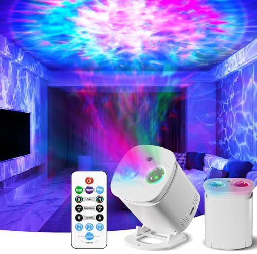 KIBTOY Galaxy Projector Light for Bedroom, Night Light Projector with Sunset Lamp & Remote, Star Lights 49 Color Modes Adjustable Speed & Brightness Party Room Decor Teen Girls Boys Gift (White)