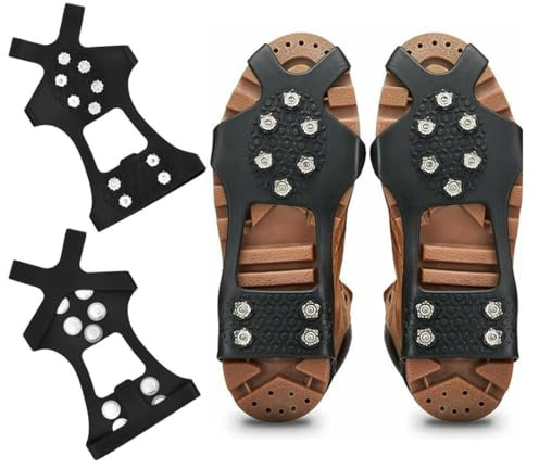 Schuhkrallen Winter mit 10 Zähnen, Größe M - Rutschschutz Schuhe Schnee & EIS | Überzieh Spikes als Schuhspikes Glatteis, Universelle Schuhüberzieher für Wander- & Bergschuhe