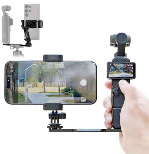 JJC Osmo Pocket 4 4P 3 Phone Holder Mount Clamp Adapter with 1/4-20 UNC | Mobile Phone Clip Mount for Osmo Pocket Vlog Camera with Handle, Luna Ultra Tripod Adapter Compatible with Arca Swiss Plate