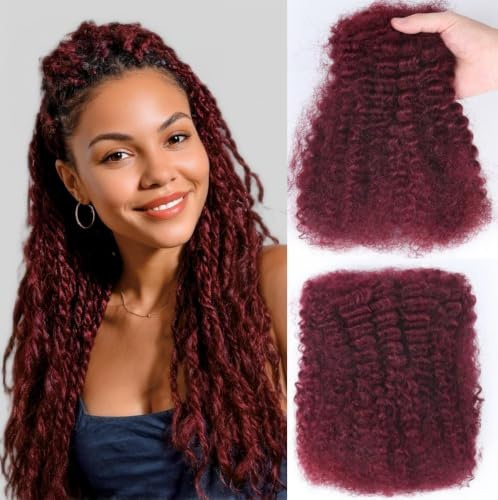 Unipearl Cheveux humains afro crépus en vrac pour dreadlocks - 30 cm - 50 g - Pour réparation de locs - Extensions de cheveux humains et tresses torsadées - Cheveux humains naturels afro crépus - #99J