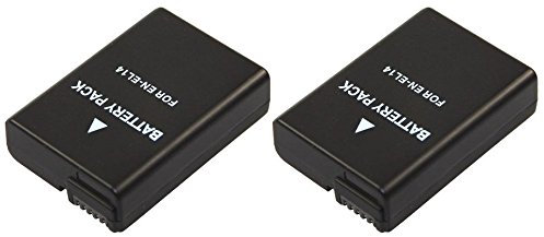 2 PREMIUM Ersatzakkus für die Nikon D3400 und D5600 --- Akku für Nikon EN-EL14 / EN-EL14a (1200mAh) inkl. PATONA Displaypad
