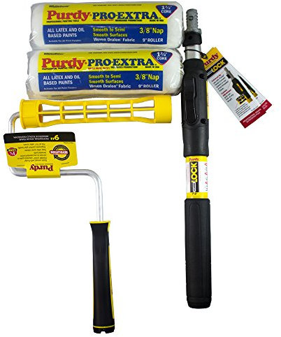 Purdy White Dove Paint Roller Kit 9 Inch | 2 Sleeves, Frame & Extension Pole