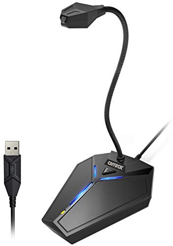 USB Computer Microfono,Mic Portatile PC Desktop Omnidirezionale a Condensatore Plug & Play,Pulsante Mute con Indicatore LED,Compatibile con Windows / Mac,ideal per Youtube, Skype, registrazione (5ft)